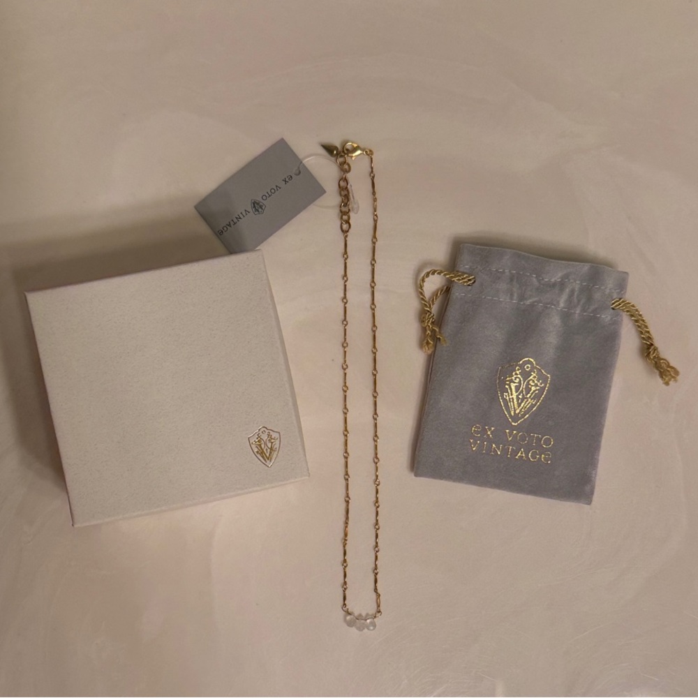 Ex Voto Gold Necklace with White Accents